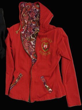 Rare Y2K Biker Hoodie Bad Girls Crew Russia 81 Support Moscow Embroidered Red